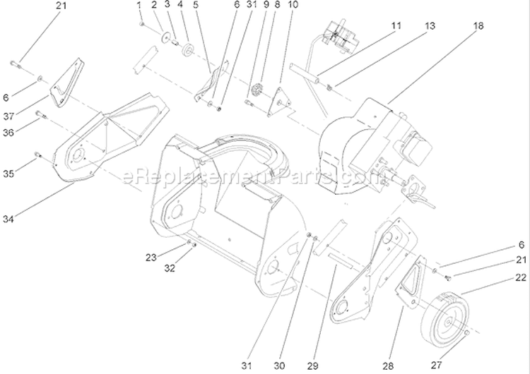 Engine, Side Plate & Wheel Assembly Diagram and Parts List for 38172 250010001-250999999 - 2005 Toro Snow Blower
