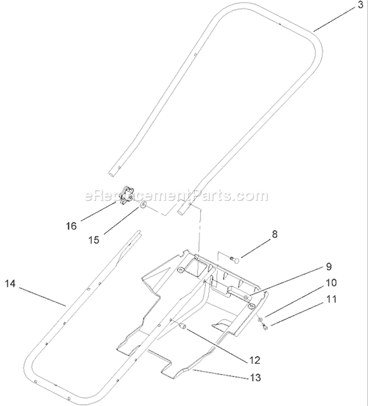Handle & Lower Shroud Assembly Diagram and Parts List for 38172 250010001-250999999 - 2005 Toro Snow Blower