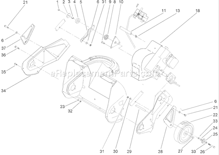 Engine, Side Plate & Wheel Assembly Diagram and Parts List for 38173 240000001-240999999 - 2004 Toro Snow Blower