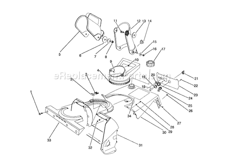 Chute Assembly Diagram and Parts List for 38170 1000001-1999999 - 1991 Toro Snow Blower