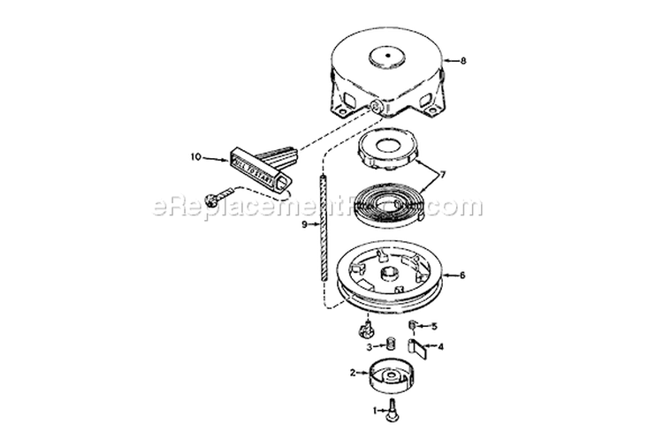 Recoil Starter Diagram and Parts List for 38170 1000001-1999999 - 1991 Toro Snow Blower