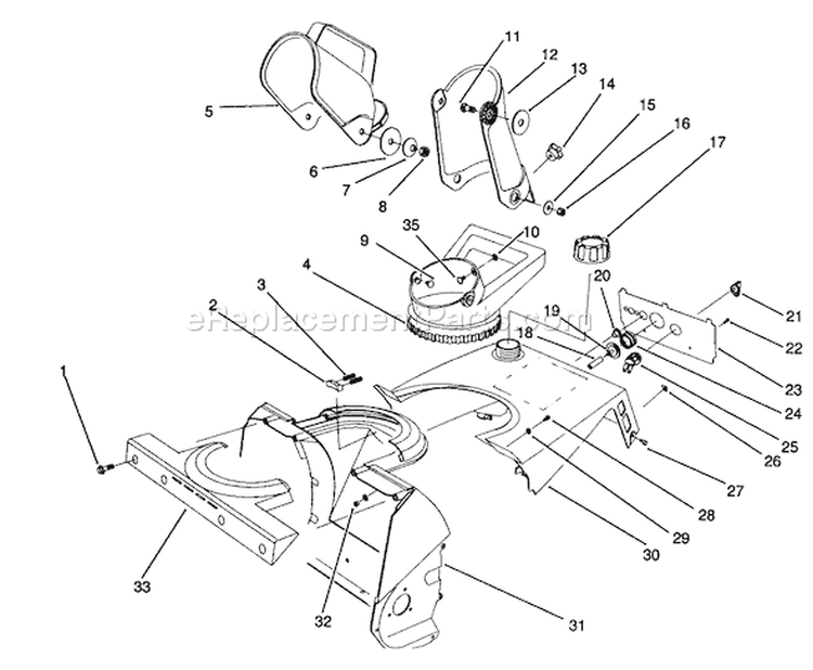 Chute Assembly Diagram and Parts List for 38170 2000001-2999999 - 1992 Toro Snow Blower