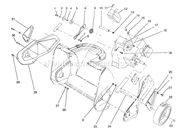 Engine Diagram and Parts List for 38170 2000001-2999999 - 1992 Toro Snow Blower