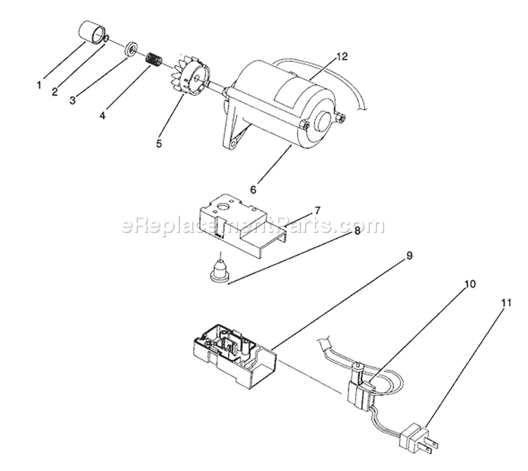Starter Motor Assembly Diagram and Parts List for 38170 2000001-2999999 - 1992 Toro Snow Blower