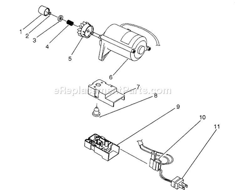 Starter Motor Assembly Diagram and Parts List for 38170 3900001-3999999 - 1993 Toro Snow Blower