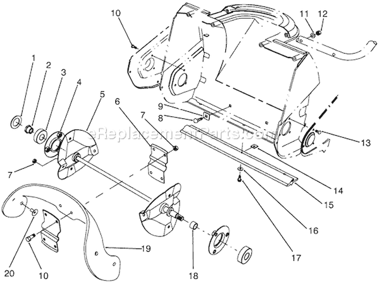 Auger Assembly Diagram and Parts List for 38170 4900001-4999999 - 1994 Toro Snow Blower