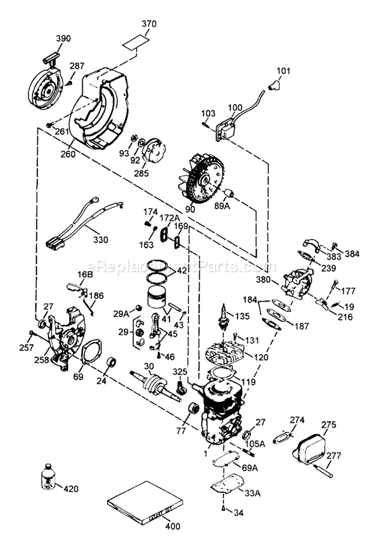 Page E Diagram and Parts List for 38170 6900001-6999999 - 1996 Toro Snow Blower