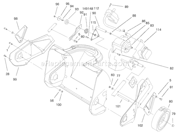 Engine Diagram and Parts List for 38175 7900001-7999999 - 1997 Toro Snow Blower