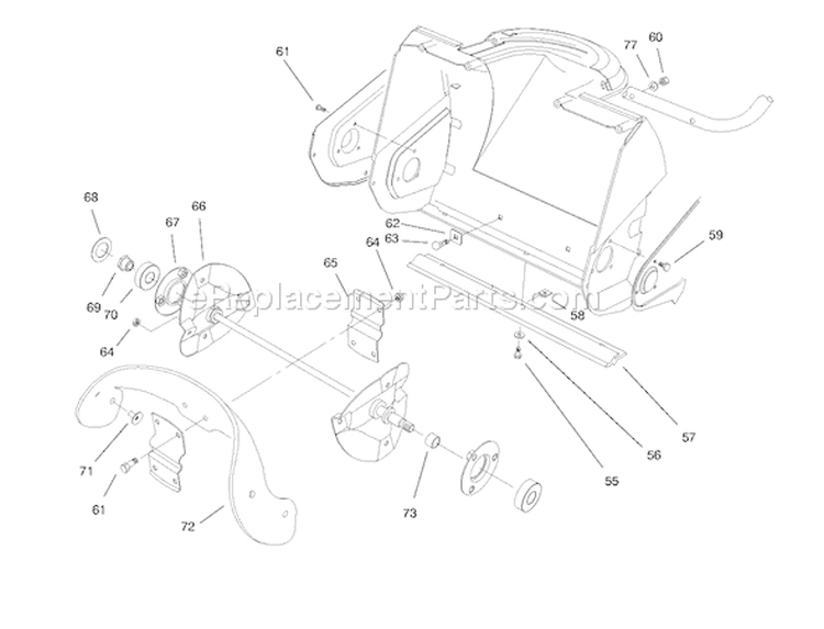Auger Assembly Diagram and Parts List for 38175 8900001-8999999 - 1998 Toro Snow Blower