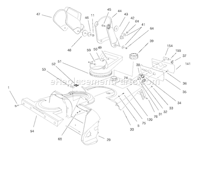 Chute Assembly Diagram and Parts List for 38175 8900001-8999999 - 1998 Toro Snow Blower