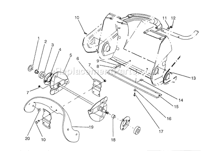 Auger Assembly Diagram and Parts List for 38171 3900001-3999999 - 1993 Toro Snow Blower