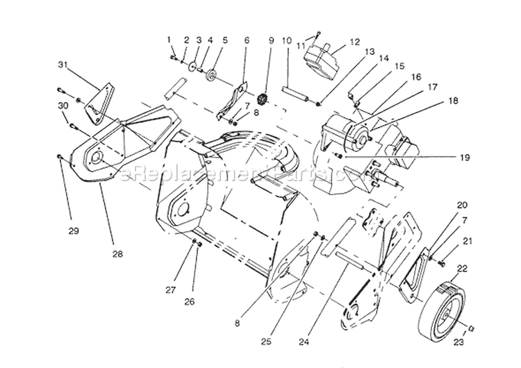 Engine Diagram and Parts List for 38171 3900001-3999999 - 1993 Toro Snow Blower