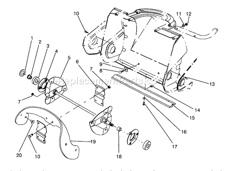 Auger Assembly Diagram and Parts List for 38176 4900001-4999999 - 1994 Toro Snow Blower