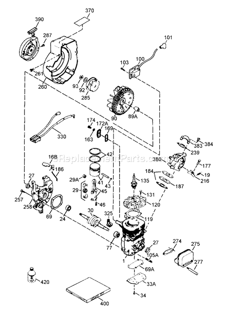 Page F Diagram and Parts List for 38176 4900001-4999999 - 1994 Toro Snow Blower