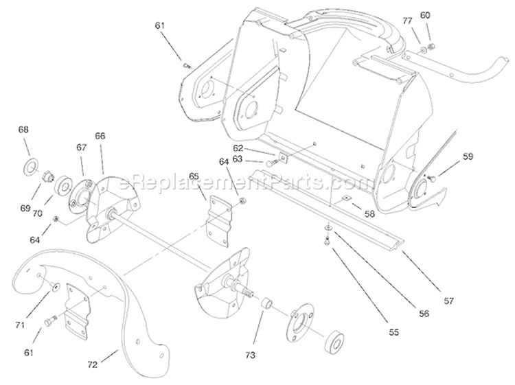 Auger Assembly Diagram and Parts List for 38176 7900001-7999999 - 1997 Toro Snow Blower
