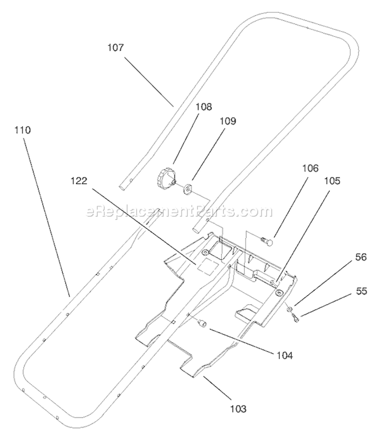 Handle Assembly Diagram and Parts List for 38176 7900001-7999999 - 1997 Toro Snow Blower