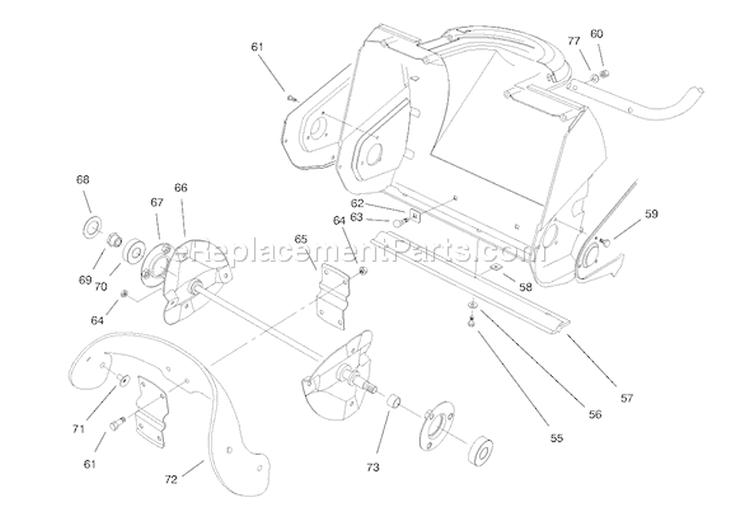 Auger Assembly Diagram and Parts List for 38176 8900001-8999999 - 1998 Toro Snow Blower