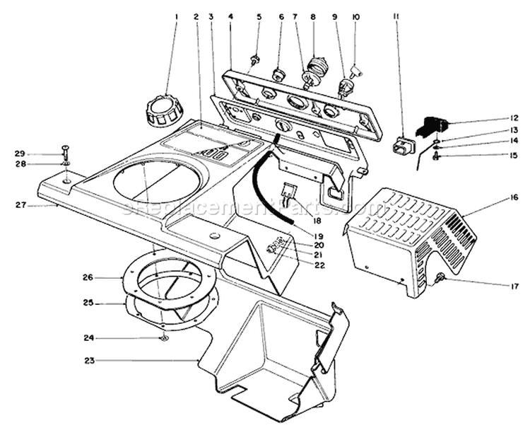 Control Panel & Shrouding Assembly Diagram and Parts List for 38180 8000001-8999999 - 1988 Toro Snow Blower
