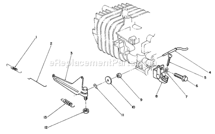 Governor Assembly Diagram and Parts List for 38180 8000001-8999999 - 1988 Toro Snow Blower