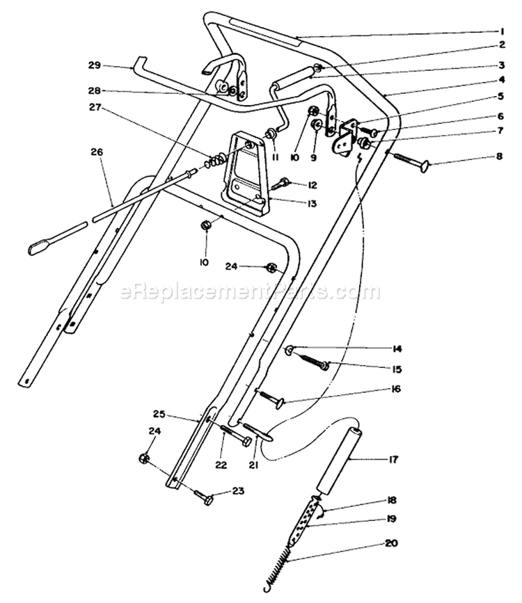 Handle Assembly Diagram and Parts List for 38180 8000001-8999999 - 1988 Toro Snow Blower