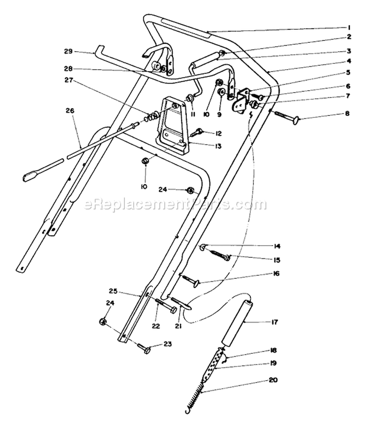 Handle Assembly Diagram and Parts List for 38180 0007974-0008194 - 1990 Toro Snow Blower