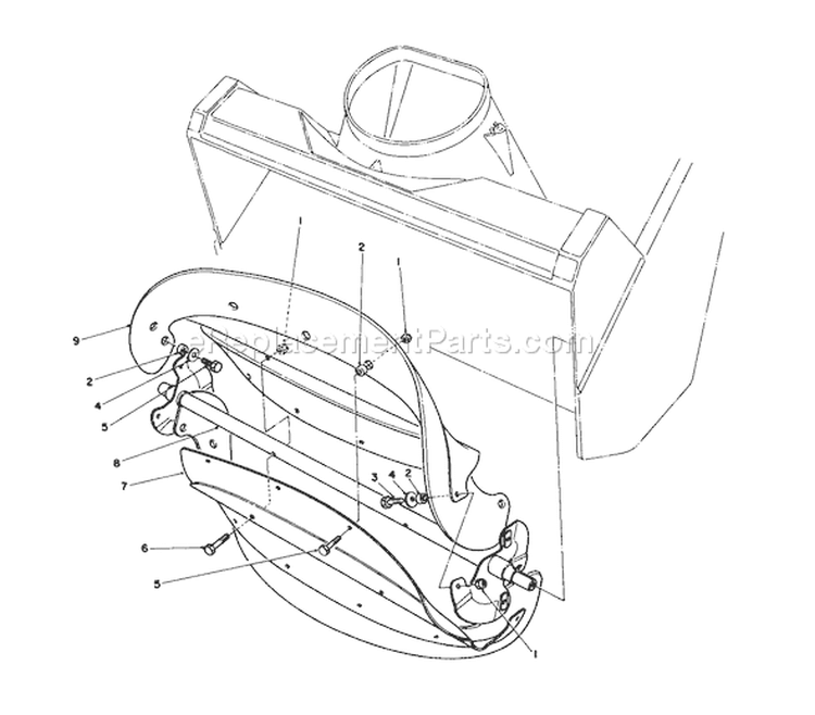 Rotor Assembly Diagram and Parts List for 38180 6000001-6999999 - 1986 Toro Snow Blower
