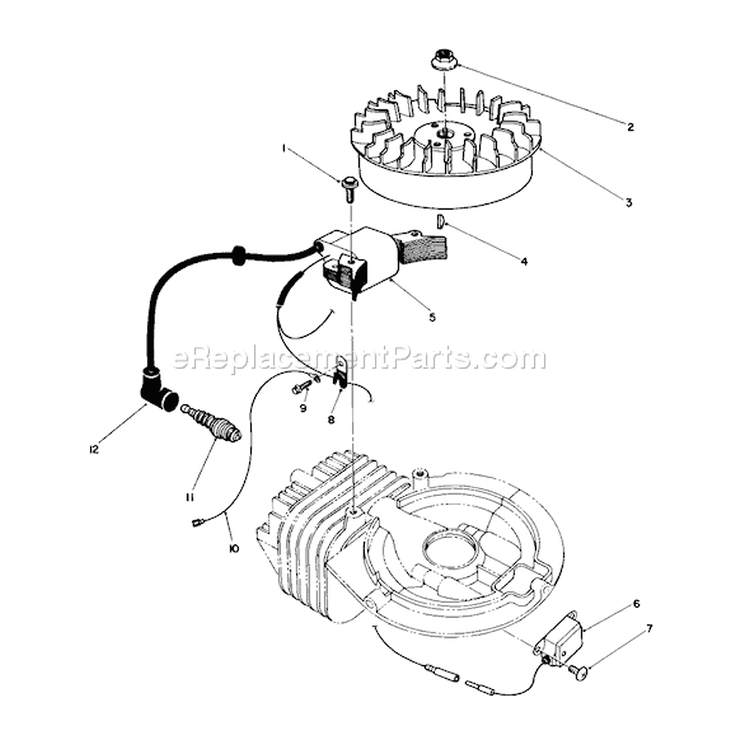 Flywheel and Magneto Assembly Diagram and Parts List for 38180 6000001-6999999 - 1986 Toro Snow Blower