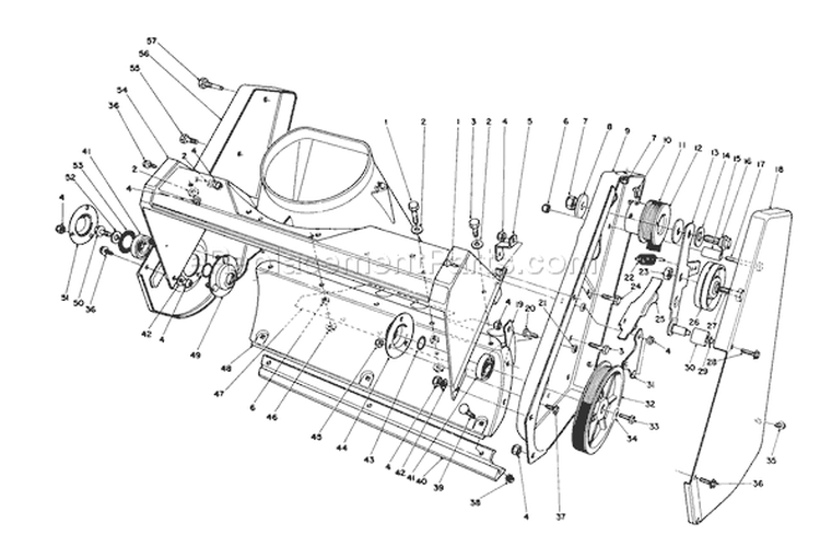 Housing Assembly Diagram and Parts List for 38180 6000001-6999999 - 1986 Toro Snow Blower