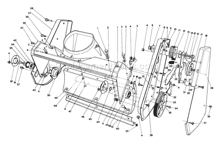 Housing Assembly Diagram and Parts List for 38180 0008195-0999999 - 1990 Toro Snow Blower