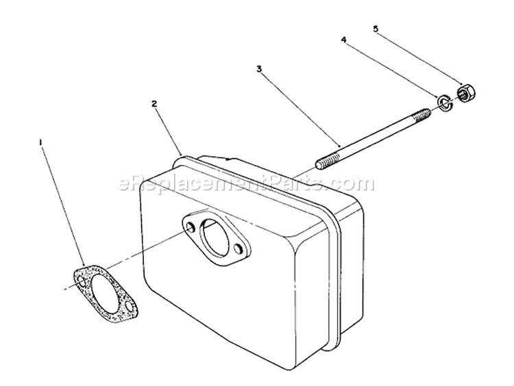 Muffler Assembly Diagram and Parts List for 38180 0008195-0999999 - 1990 Toro Snow Blower