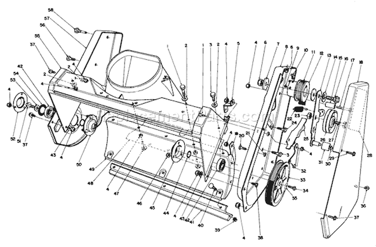 Housing Assembly Diagram and Parts List for 38181 1000001-1999999 - 1991 Toro Snow Blower