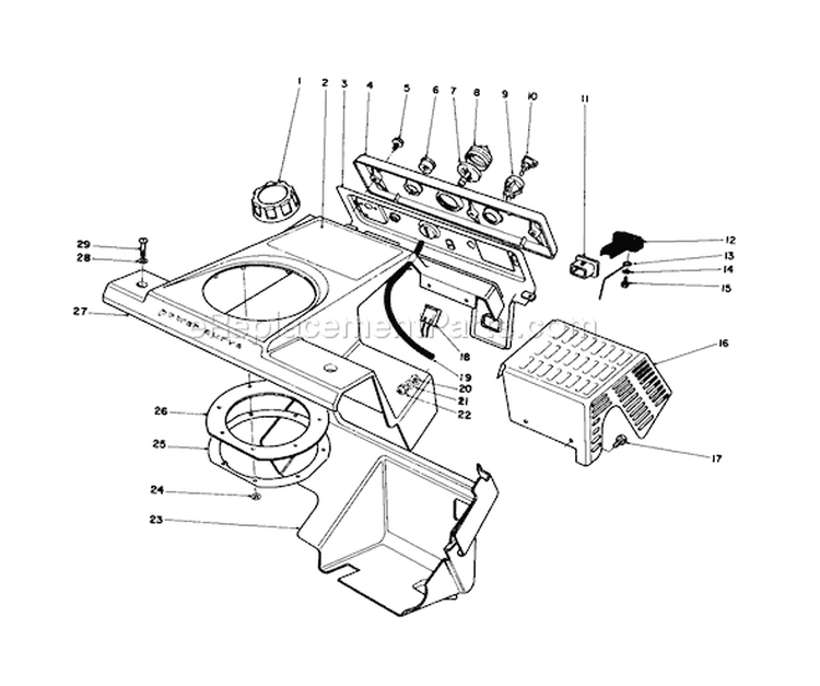 Control Panel & Shrouding Assembly Diagram and Parts List for 38181 2000001-2999999 - 1992 Toro Snow Blower