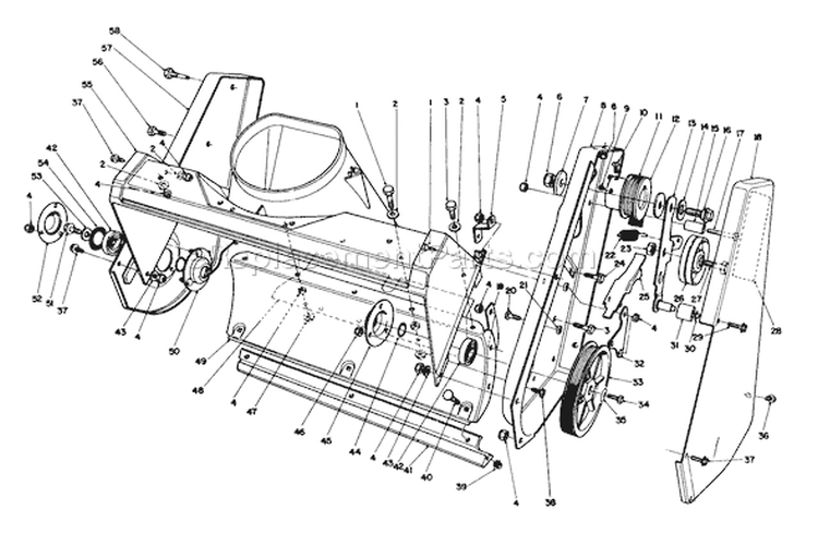 Housing Assembly Diagram and Parts List for 38181 2000001-2999999 - 1992 Toro Snow Blower