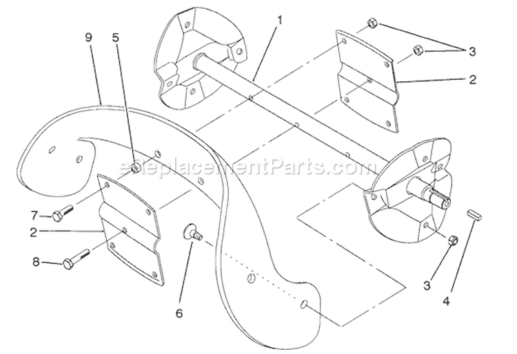Rotor Assembly Diagram and Parts List for 38181 3900001-3999999 - 1993 Toro Snow Blower
