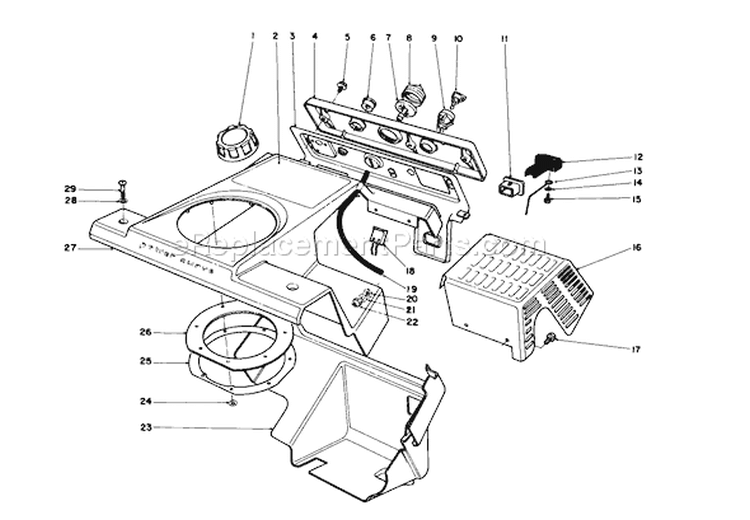Control Panel & Shrouding Assembly Diagram and Parts List for 38181 3900001-3999999 - 1993 Toro Snow Blower