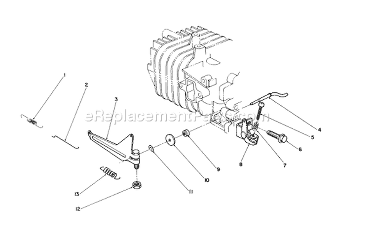 Governor Assembly Model Diagram and Parts List for 38181 3900001-3999999 - 1993 Toro Snow Blower