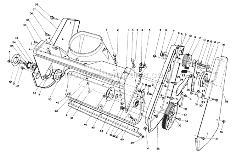 Housing Assembly Diagram and Parts List for 38181 3900001-3999999 - 1993 Toro Snow Blower