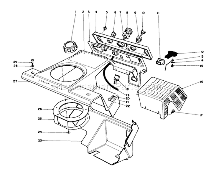 Control Panel & Shrouding Assembly Diagram and Parts List for 38180 4900001-4999999 - 1994 Toro Snow Blower