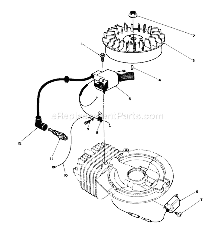 Flywheel and Magneto Assembly Diagram and Parts List for 38180 4900001-4999999 - 1994 Toro Snow Blower