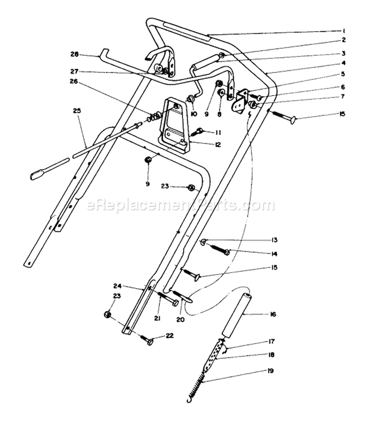 Handle Assembly Diagram and Parts List for 38180 4900001-4999999 - 1994 Toro Snow Blower