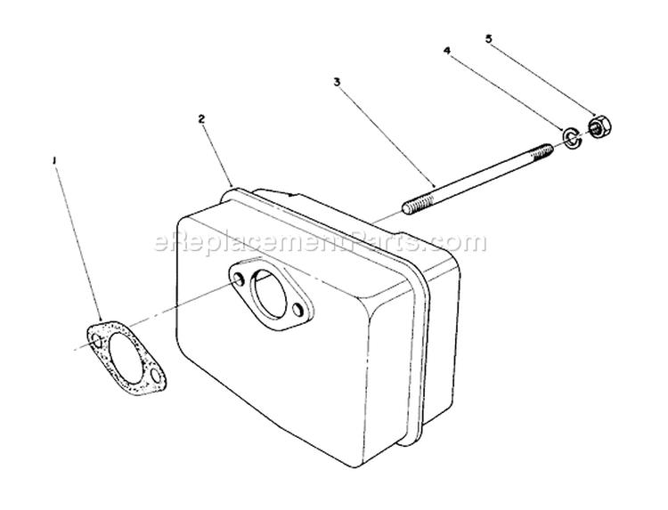 Muffler Assembly Diagram and Parts List for 38180 4900001-4999999 - 1994 Toro Snow Blower