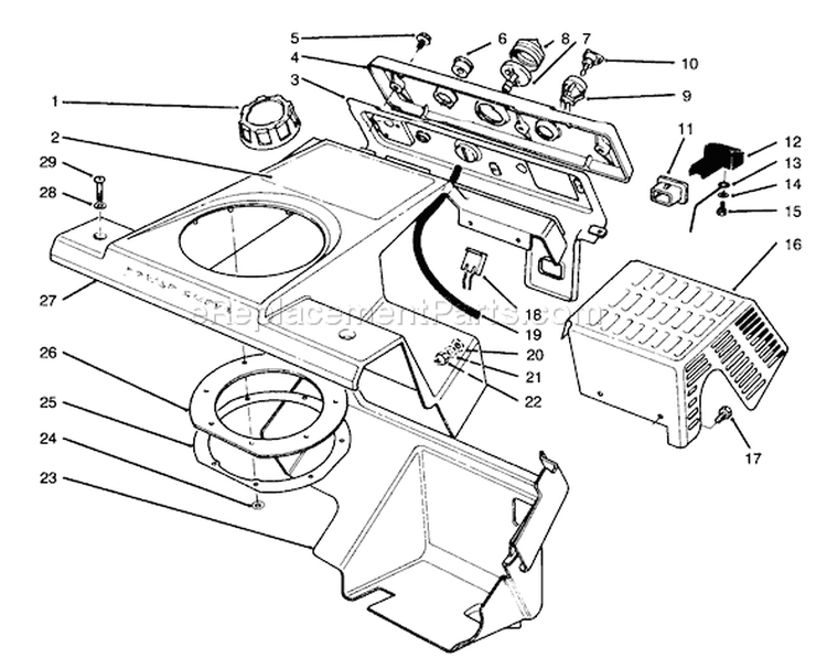 Control Panel & Shrouding Assembly Diagram and Parts List for 38181 6900001-6999999 - 1996 Toro Snow Blower