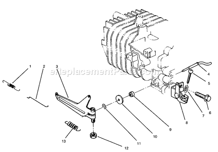Governor Assembly Model Diagram and Parts List for 38181 6900001-6999999 - 1996 Toro Snow Blower