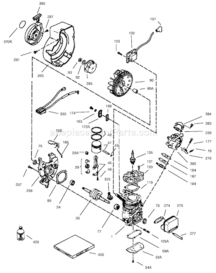 Engine Diagram and Parts List for 38172 200000001-200999999 - 2000 Toro Snow Blower