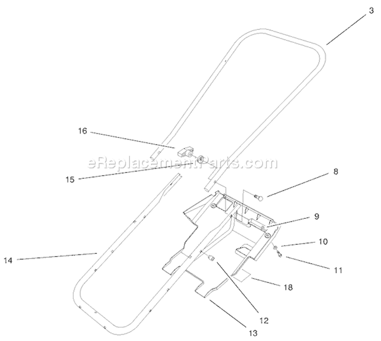 Handle & Lower Shroud Assembly Diagram and Parts List for 38170 200000001-200999999 - 2000 Toro Snow Blower