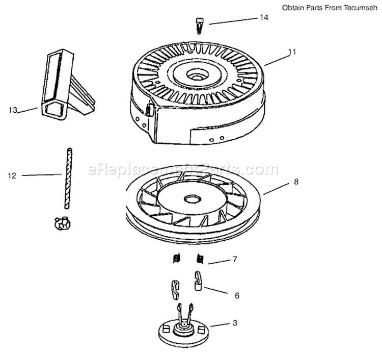 Recoil Starter Diagram and Parts List for 38172 200000001-200999999 - 2000 Toro Snow Blower