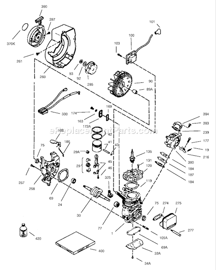 Engine Diagram and Parts List for 38172 230000001-230999999 - 2003 Toro Snow Blower