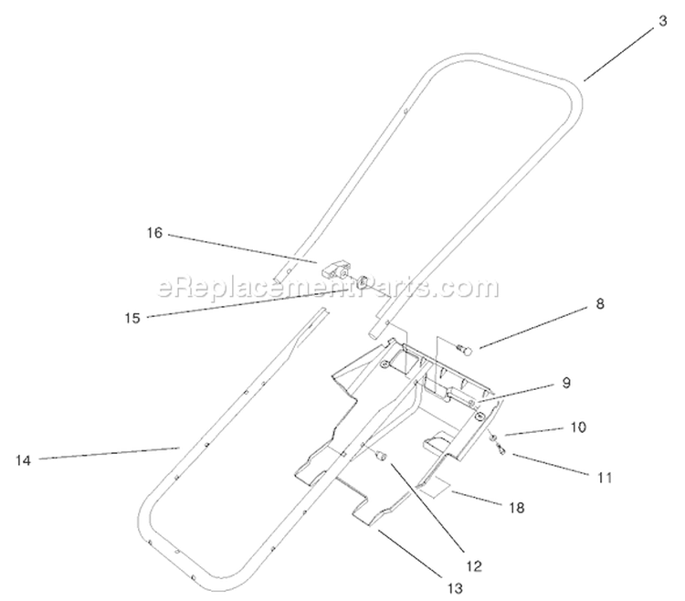 Handle & Lower Shroud Assembly Diagram and Parts List for 38172 230000001-230999999 - 2003 Toro Snow Blower