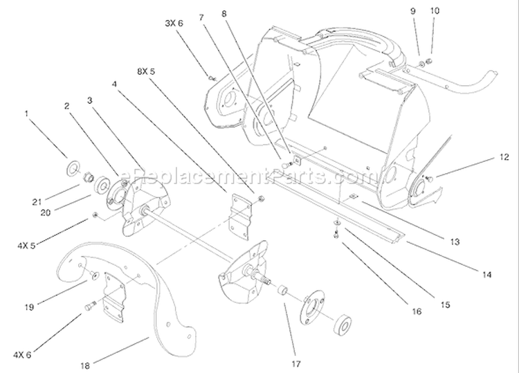 Impeller Assembly Diagram and Parts List for 38172 230000001-230999999 - 2003 Toro Snow Blower