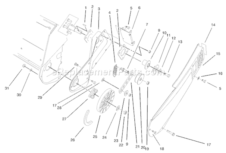 Impeller Drive Assembly Diagram and Parts List for 38172 240000001-240999999 - 2004 Toro Snow Blower